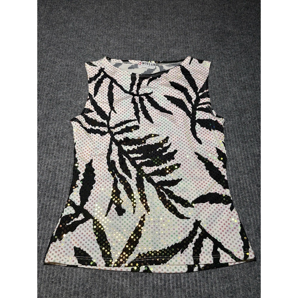 Vintage Y2K Morgan De Toi Sequin Palm Leaf Top Size Small